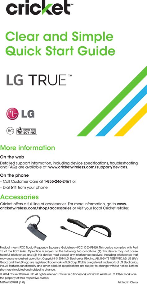 LG B460 User Manual Quick Start Guide TRUE (Spanish)