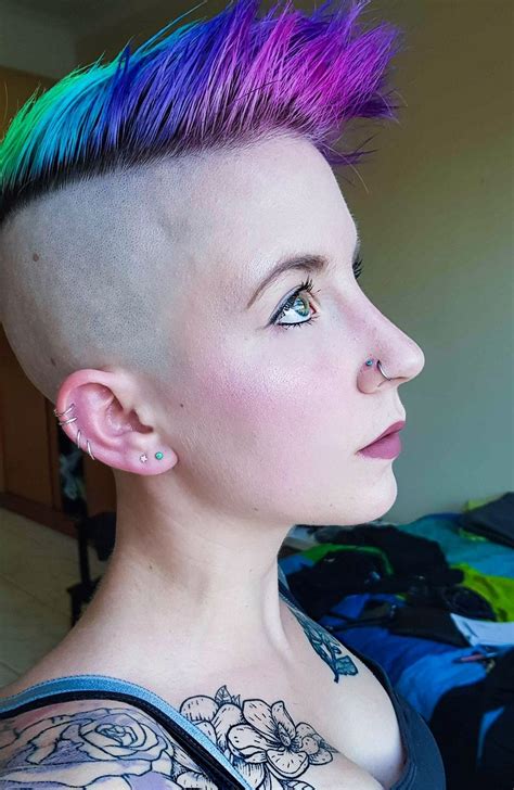 20 Photos Purple Rain Lady Mohawk Hairstyles