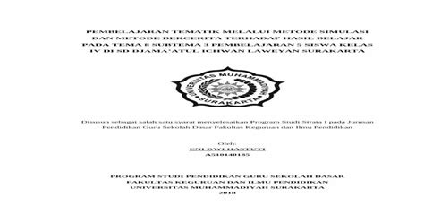 PEMBELAJARAN TEMATIK MELALUI METODE Eprints Ums Ac Id 67945 1