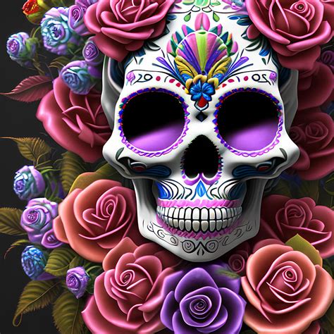 Calavera Sugar Skull, Generative AI Illustration Digital Art by ...