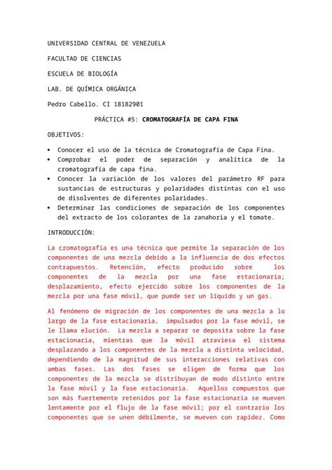 DOCX Informe 5 Cromatografía de Capa Fina DOKUMEN TIPS