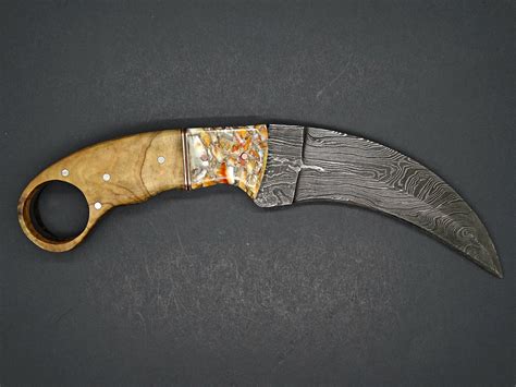 Big Karambit Knife Composite Handle Damascus Knife Unique Etsy