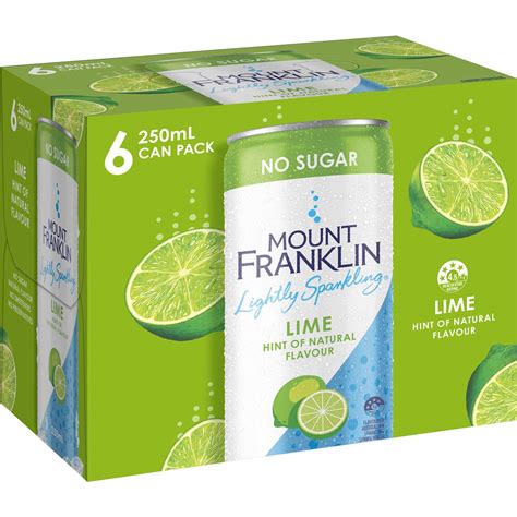 Mount Franklin Lightly Sparkling Water Lime Cans 250ml X 6 Pack Woolworths