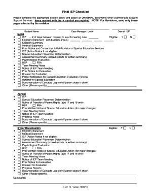 Fillable Online Nclack K12 Or Final IEP Checklist Nclack K12 Or Fax