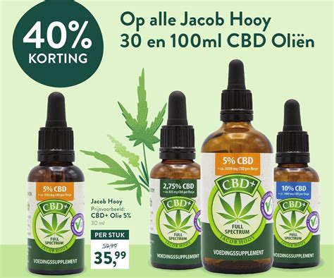 Jacob Hooy CBD Olie 30ml En 100ml 40 Korting Aanbieding Bij