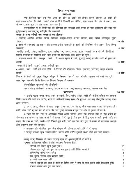 Up Board Class 12 Syllabus 2023 Nritya Kala