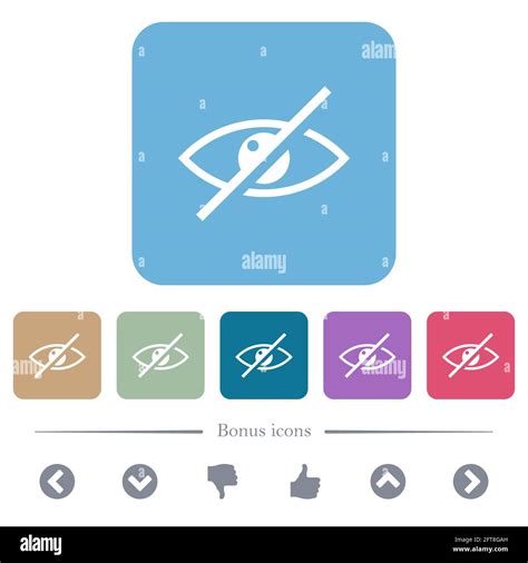 Visually Impaired White Flat Icons On Color Rounded Square Backgrounds