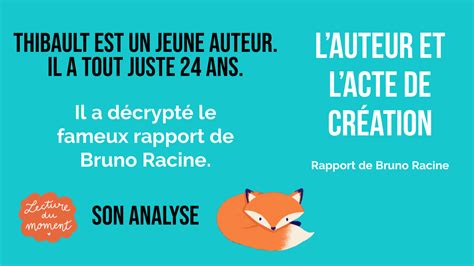 L auteur et l acte de création décrypter le Rapport de Bruno Racine