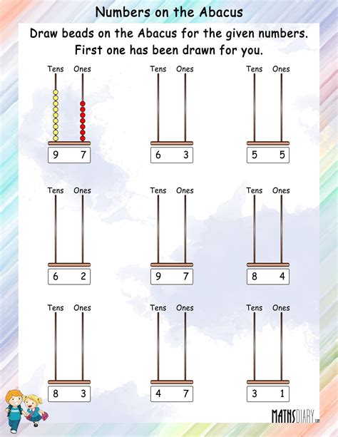 Draw Beads On The Abacus For The Given Number Math Worksheets