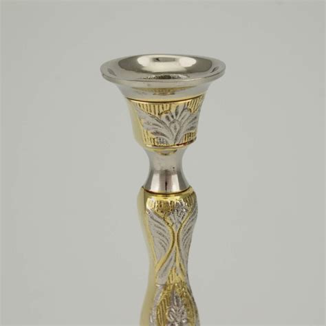 Ornate Brass Taper Candle Holder Gold Silver Blessedmart