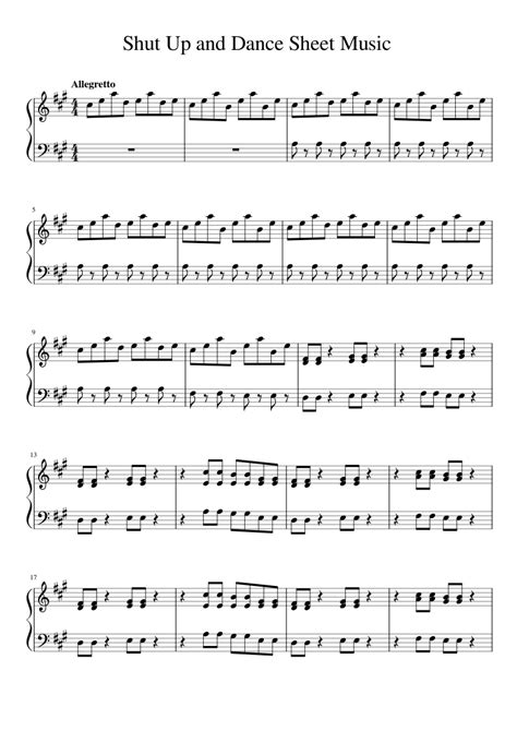 Shut Up And Dance Walk The Moon Shut Up And Dance Walk The Moon Score Sheet Music For Piano