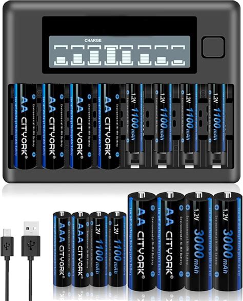 CITYORK Paquete de 8 pilas AA de 3000 mAh con 8 baterías recargables