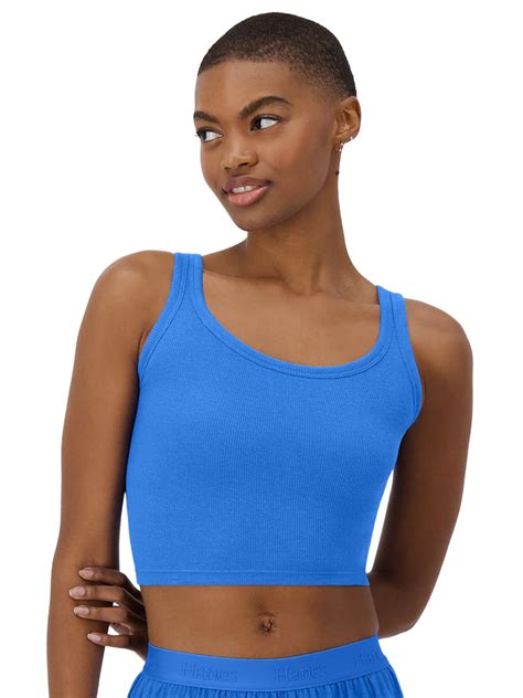 Hanes Originals Womens Supersoft Comfywear Rib Crop Sleep Tank Top