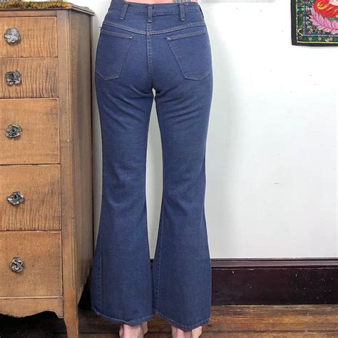 Vintage Flare Jeans 1970s High Waisted Flares In Soft Dark Etsy