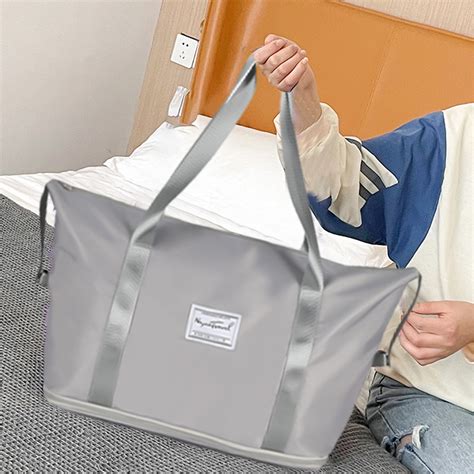 Wjsxc Large Travel Tote Bag Waterproof Expandable Gym Tote Bag Carry