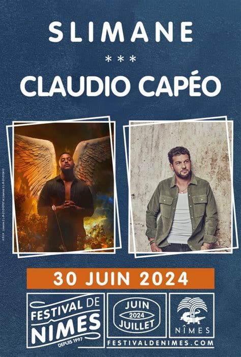 Concert Slimane et Claudio Capéo à Nimes dimanche 30 juin 2024