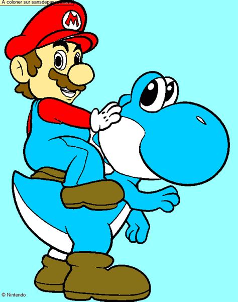 Dessin colorié Coloriage Mario et Yoshi par Léon Sans Dépasser