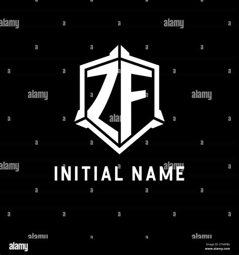 Zf Logo Initial With Shield Shape Design Style Vector Graphic Stock