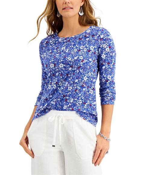 Charter Club Cotton Floral Print Top Created For Macy S Macy S