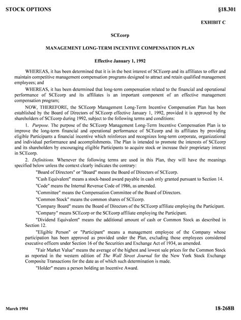 MANAGEMENT LONG TERM INCENTIVE COMPENSATION PLAN Form Fill Out And