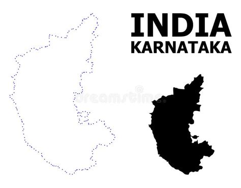 Vector Contour Dotted Map Of Karnataka State With Name Stock Vector