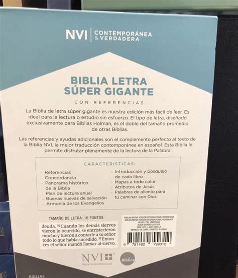 Biblia De Letra Super Gigante Gigante Nvi Negro Piel Fabricada