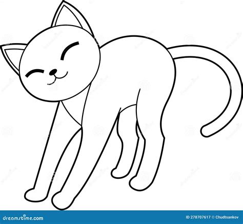 Estiramiento Del Personaje De Dibujos Animados De Gatos Graciosos