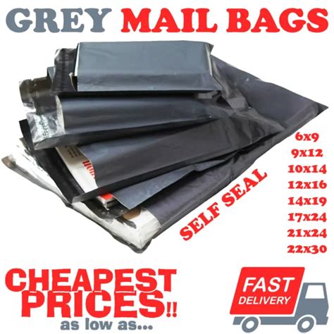 Strong Grey Mailing Post Mail Postal Bags Poly Postage Self Seal All