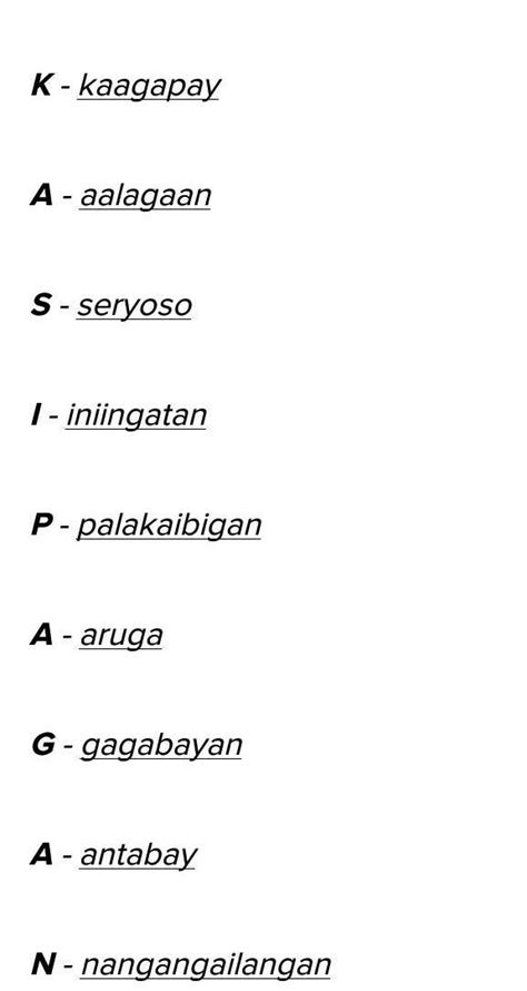 Gumawa Ng Isang Akrostik Gamit Ang Salitang Kasipagan Punan Ang Bawat