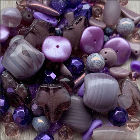 Purple Czech Glass Bead Mix Uk