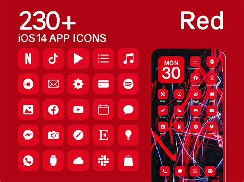 Ios Red App Icons Bright Red Minimal Ios Modern Icon Etsy Uk