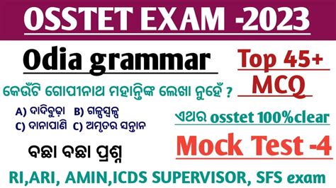 OSSTET EXAM 2023 L Odia Grammar L Mock Test 4 L SSB TGT LTR Exam L