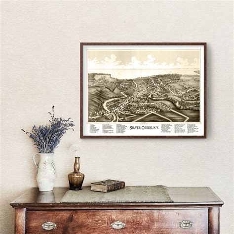 Vintage Map Of Silver Creek New York 1892 By Ted S Vintage Art