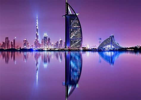 Buy A3| Purple Dubai City Night Size A3 UAE Landscape #12395 Online at ...