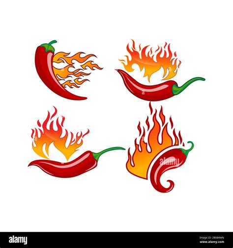 Chili Icon Set Logo Designs Concept Vector Fire Chili Logo Symbol