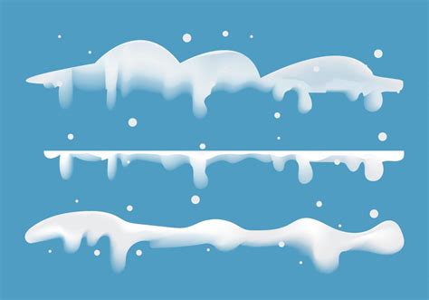 Snow Caps Snowy Ice And Frozen Icicles Vector Cartoon Icons Isolated