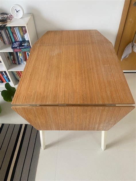 Ikea PS 2012 Drop Leaf Table Bamboo White Furniture Home Living