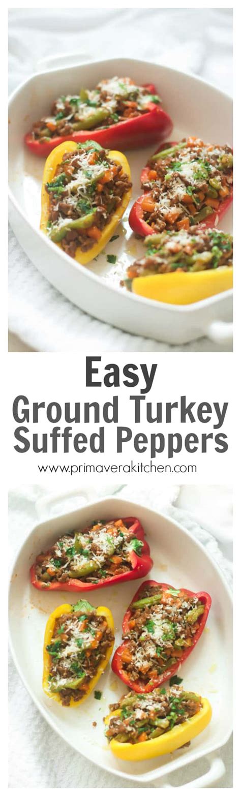 Easy Ground Turkey Stuffed Peppers - Primavera Kitchen