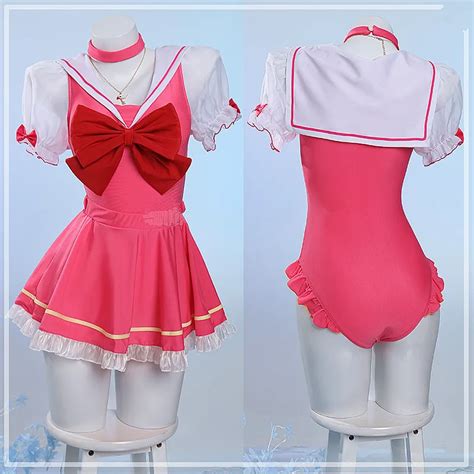 Kinomoto Sakura Sexy One Piece Swimsuit Game Card Captor Cosplay Costume Anime Women Bikini Set