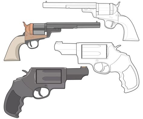 Set De Regroupement D Art Vectoriel De Revolver Pistolet De Tir