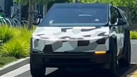 Tesla Cybertruck Wearing Camo Wrap Spotted Again As Production Inches