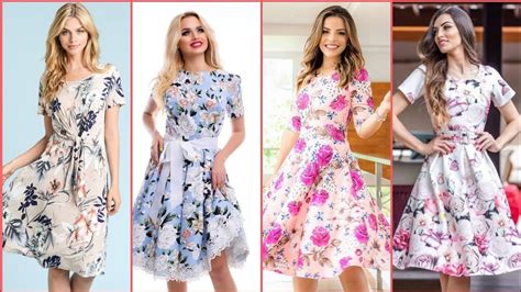 Latest Beautiful Attractive And Trendy Designer Floral Print Aline Skater Dresses Youtube