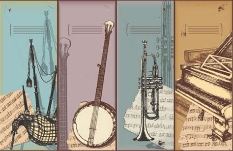 Hand drawn vintage musical instruments vector Free vector in Encapsulated PostScript eps ( .eps ...