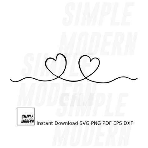 Double Hearts Svg File Cute Two Hearts Connected Continuous Line