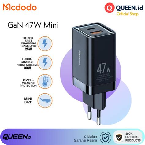 Jual Mcdodo Charger Adaptor Gan W Pd Qc Usb Type C Mini Dual Fast