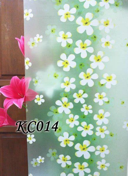 Jual METH SANDBLAST STICKER KACA 45CM X 5M KC014 GREEN N WHITE FLOWER