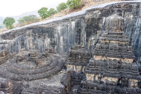 View at the Kailasa Temple, Ellora Caves, Maharashtra, India Stock ...