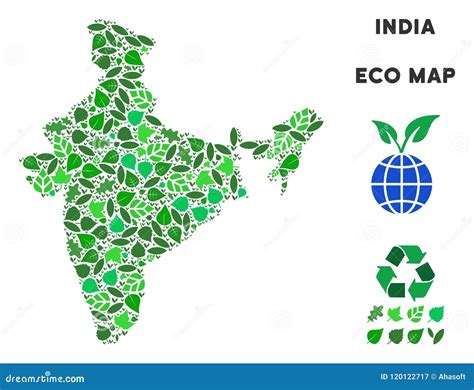 Vector Leaf Green Collage India Map Stock Vector Illustration Of