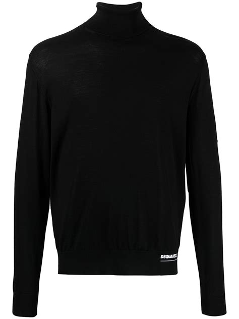 Dsquared2 Logo Patch Roll Neck Jumper Black Farfetch Ao