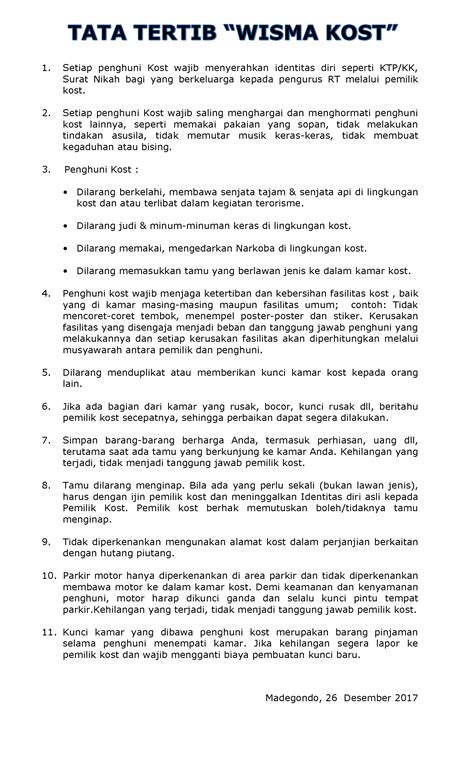 Contoh Peraturan Kost Dan Cara Menerapkan Tata Tertib Kost Riset